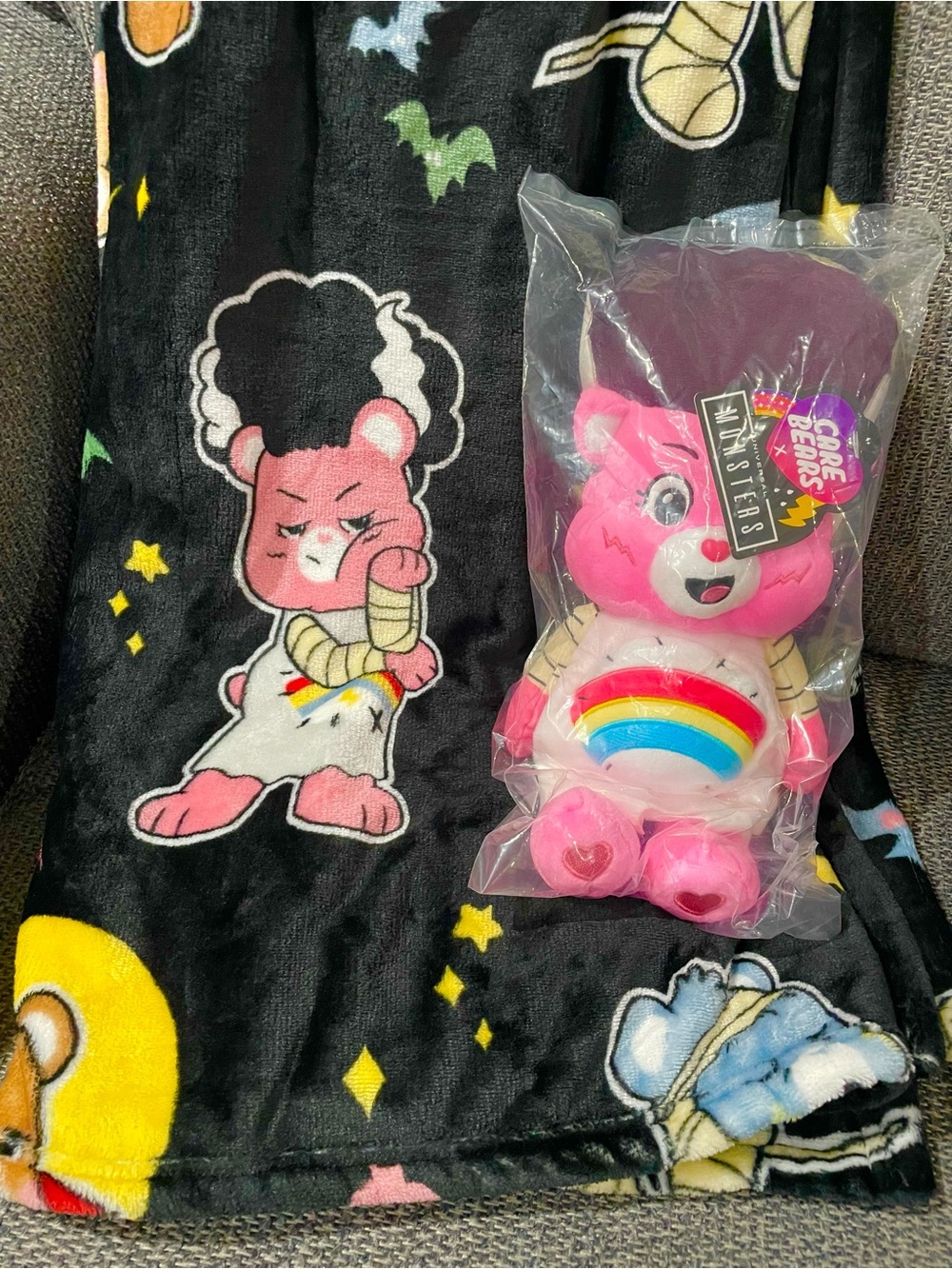 Care Bears x Universal Monsters Blanket and Plush Bundle